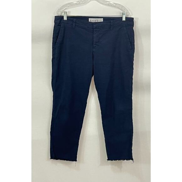 FRANK & EILEEN Sz 10 Navy Blue Wicklow Performance Linen Blend Crop Pants - Picture 7 of 8
